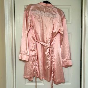 Bridesmaid pink satin Robe size S